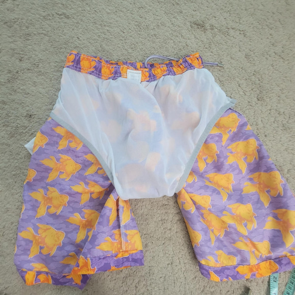 Peter Millar M Swim Trunks Goldfish Print Drawstring Mesh Lined Shorts Purple - Picture 10 of 13